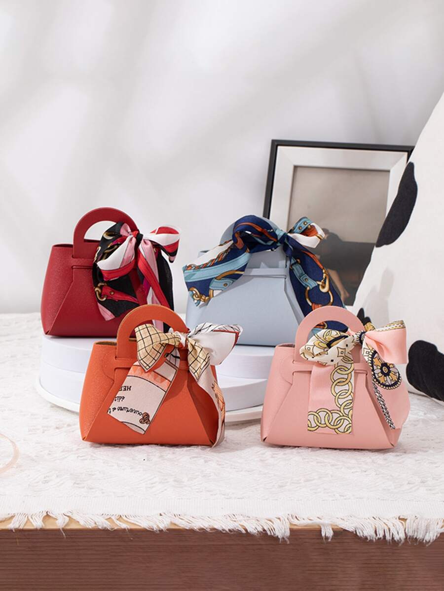 1pc Gift Bag, Minimalist Burgundy Gift Wrapping Bag For Party - Multicolor - View 1