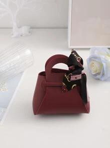 1pc Gift Bag, Minimalist Burgundy Gift Wrapping Bag For Party - Multicolor - View 3