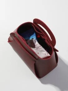 1pc Gift Bag, Minimalist Burgundy Gift Wrapping Bag For Party - Multicolor - View 5