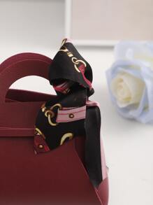 1pc Gift Bag, Minimalist Burgundy Gift Wrapping Bag For Party - Multicolor - View 7