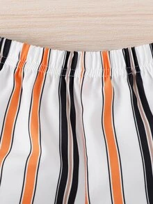 Baby Striped Print Coat & Shorts & Tee - Multicolor - View 5