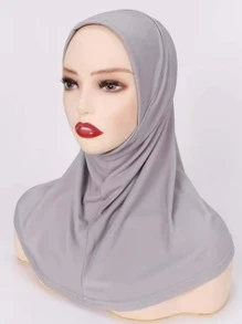 1pc Women's Gray Headscarf, Convenient Cap For Everyday Wear - Light Grey - View 7