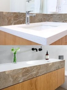 12片装棕色仿大理石纹水晶加厚自粘墙贴，PVC材质，易撕易贴，防水防刮，可移除，适用于厨房、浴室墙面装饰翻新、家居装饰墙贴，尺寸：3.94x3.94英寸、5.91x5.91英寸、7.87x7.87英寸、11.81x11.81英寸 - 彩色 - 查看 8