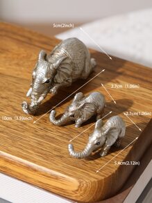 1pc Polyresin Decoration Craft, Creative Elephant Design Decoration Object For Home Best Gifts Birthday - Silver - View 3