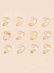 1pc Letter Detail Decor Ring - Yellow Gold - View 1