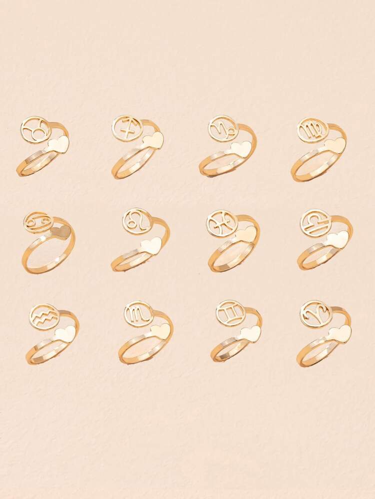 1pc Letter Detail Decor Ring