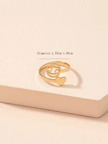 1pc Letter Detail Decor Ring - Yellow Gold - View 3