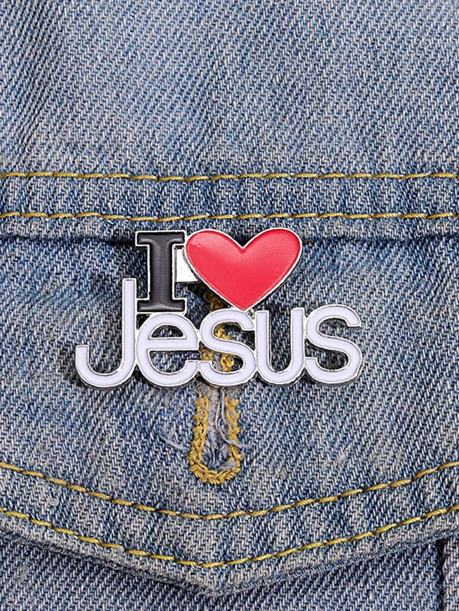 Heart & Letter Design Brooch - Multicolor - View 1