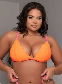 Plus Floral Lace Bralet - Orange - View 3