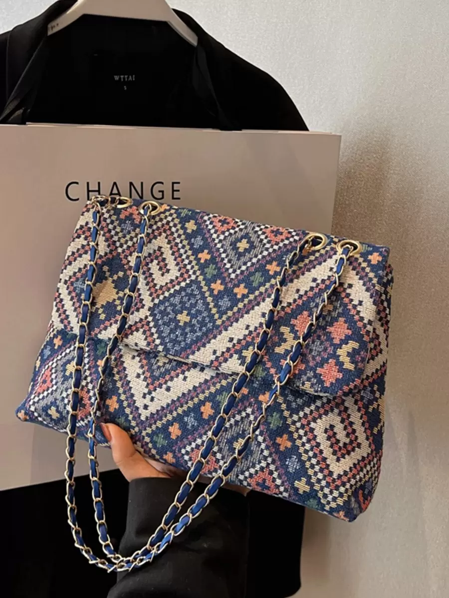 時尚,極簡主義,休閒,幾何圖案中號包袋,適合女孩,少女 - 彩色 - 查看 1