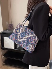 時尚,極簡主義,休閒,幾何圖案中號包袋,適合女孩,少女 - 彩色 - 查看 2