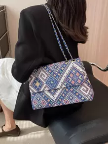 時尚,極簡主義,休閒,幾何圖案中號包袋,適合女孩,少女 - 彩色 - 查看 5