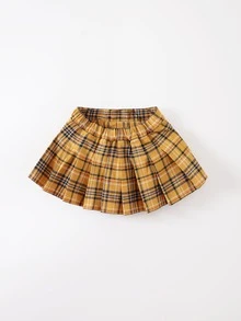 小女童格紋印花百褶半身裙