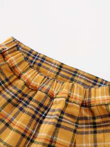 小女童格紋印花百褶半身裙