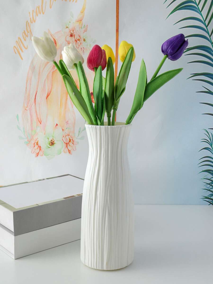 1入組塑膠花瓶現代白色花瓶適用於花 - 白色 - 查看 1