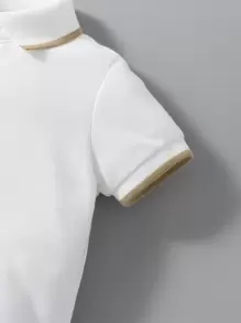 Souflis Souflis Baby Jungen Lässig Patchwork Rand Polokragen Bodysuit und Shorts Set, Sommer