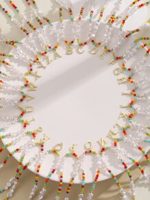 1入時尚人造珍珠裝飾字母迷人項鍊增加女性日常裝扮 - 彩色 - 查看 1