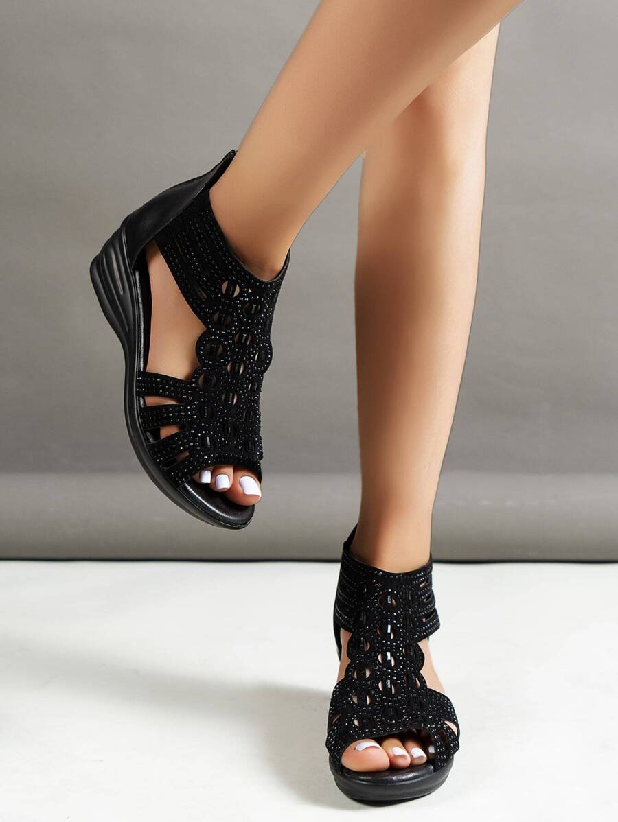 Mujer Sandalias cuña con diseño de diamante de imitación con abertura