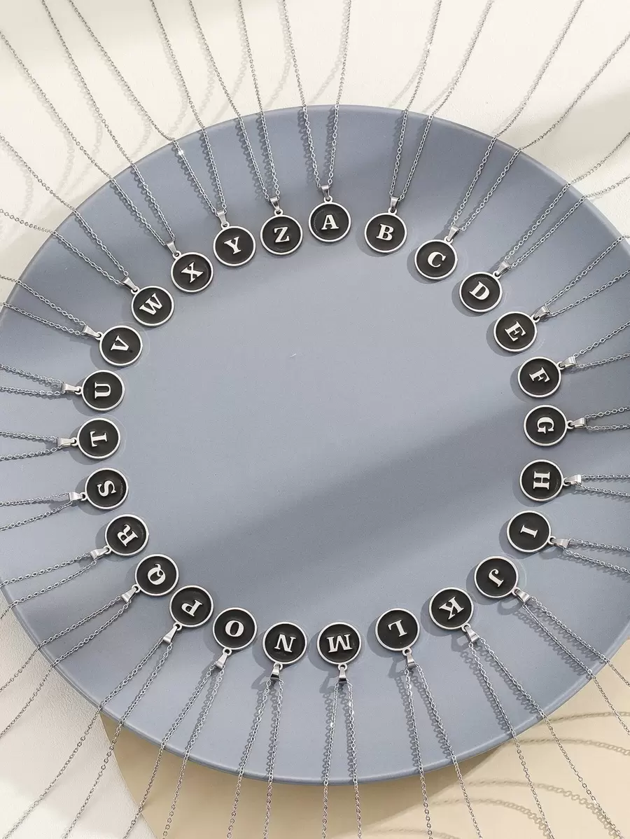 1入組圓形吊飾項鍊 - 銀色 - 查看 1