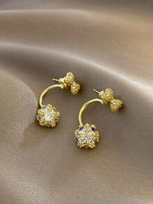 1pair Fashion Bow Decor Stud Earrings For Women For Daily Decoration - Multicolor - View 1