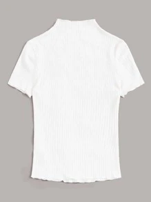 SHEIN Essnce 小高領褶邊羅紋針織T恤