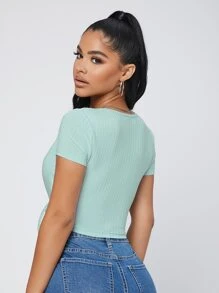 SHEIN SXY 拼接領結側上衣 - 薄荷綠 - 查看 2