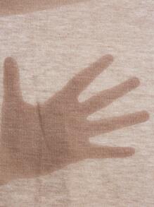 SHEIN LUNE Plus Size Teacher Outfits Black And White Striped Bat Sleeves Asymmetrical Hem Thin Coat Jacket For Autumn & Winter - Khaki - View 6