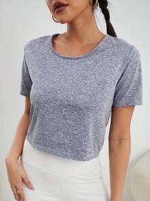Easithlete Cut Out Twist Back Sports Tee - Dusty Blue - View 4