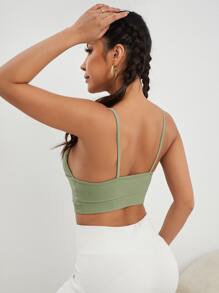 SHEIN Solid Ribbed Knit Sports Cami Top