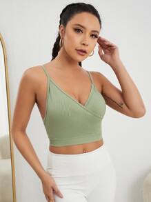 SHEIN Solid Ribbed Knit Sports Cami Top