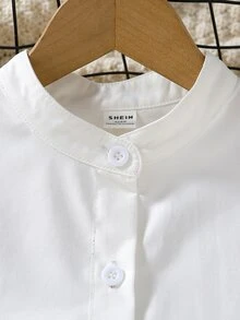 SHEIN Girls Ruffle Trim Button Front Blouse & Shirred Frill Waist Skirt - Multicolor - View 4