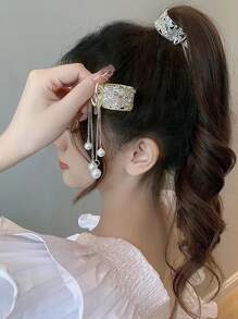 Rhinestone Butterfly & Faux Pearl Decor Hair Claw