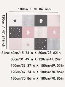 1 Tấm Thảm Họa Tiết Trái Tim & Ngôi Sao, Thảm Trải Sàn Polyester Hiện Đại Cho Gia Đình - Nhiều màu - Xem 5