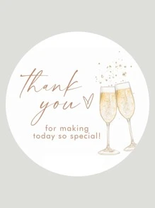 60 件/套纸质礼品标签贴纸，现代口号图形礼品贴纸，适用于派对、圣诞节情人节 - 香檳色 - 查看 1