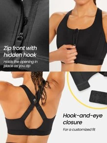GLOWMODE Zip Front High Support Sports Bra - Black - View 6