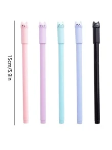 5入組卡通貓中性筆 - 彩色 - 查看 5