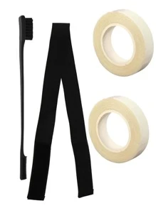 4 Băng Đô Tóc Giả & Băng Keo 2 Mặt & Bàn Chải - Màu Hồng Tươi - Xem 1