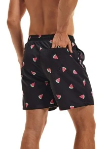Manfinity KASUA Men Watermelon Print Drawstring Waist Swim Trunks Graphic Pool Shorts For Beach, Vacation,Hawaiian