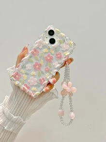 Floral Pattern Phone Case With Lanyard - Multicolor - View 2
