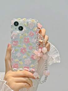 Floral Pattern Phone Case With Lanyard - Multicolor - View 3