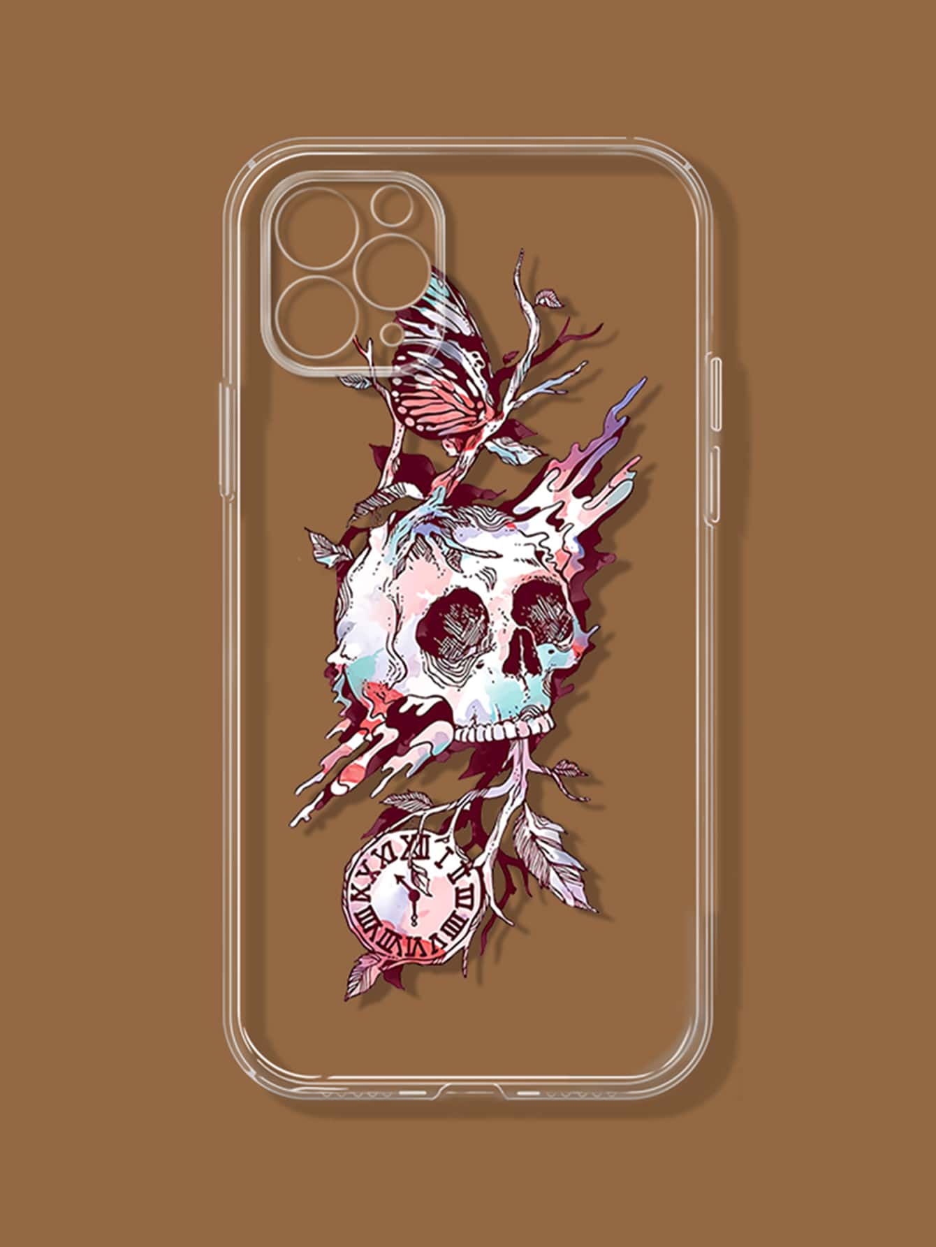 Clock Butterfly Skull Pattern Phone Case Compatible With Apple Iphone, Compatible With Xiaomi, Compatible With Huawei - Multicolor - View 1
