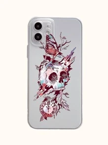 Clock Butterfly Skull Pattern Phone Case Compatible With Apple Iphone, Compatible With Xiaomi, Compatible With Huawei - Multicolor - View 3