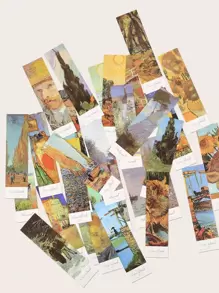 30入組油畫圖案書籤 - 彩色 - 查看 1