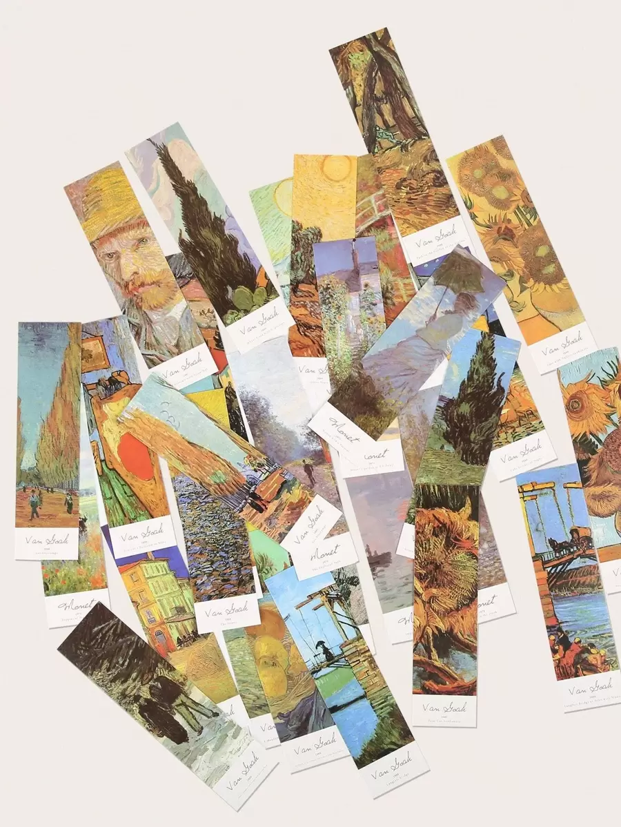 30入組油畫圖案書籤 - 彩色 - 查看 1