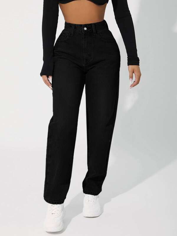 SHEIN PETITE High Waist Mom Fit Jeans SHEIN UK