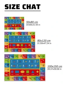1入組數字和卡通動物圖案地毯可愛滌綸家用地毯兒童 - 彩色 - 查看 2