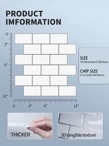 3D Gel Resin Plain Brick Pattern Wall Sticker Giấy dán tường Thích hợp để trang trí tường nhà - Nhiều màu - Xem 3