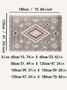 1pc Geometric Pattern Rug, Modernist Polyester Bedroom Rug For Home - Multicolor - View 5