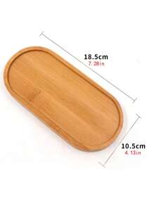 1pc Wooden Pattern Plant Tray, Boho Bamboo Tray For Plant Pot - Khaki - View 5