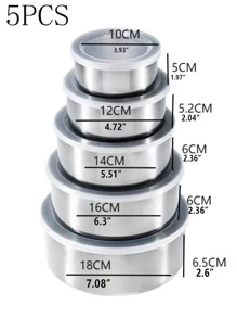 5 piezas Set de fiambreras de acero inoxidable - Plateado - Ver 2